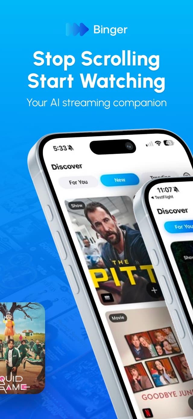 Binger app discover screen